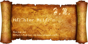 Hübler Milán névjegykártya