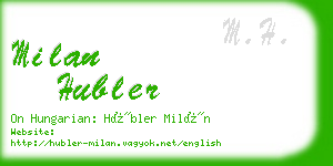 milan hubler business card